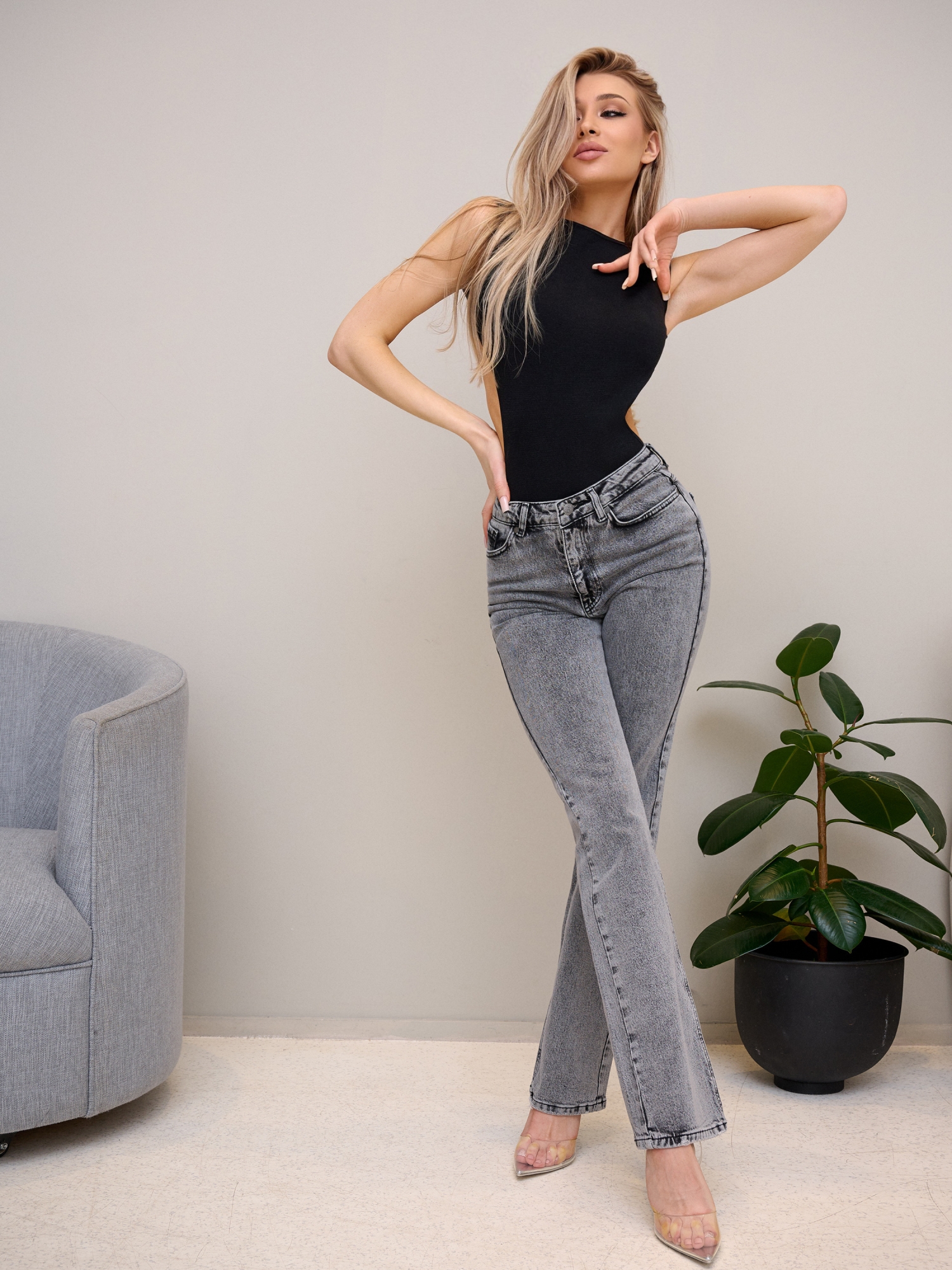 Bona Fashion: Straight Leg Jeans "Gray" фото 4